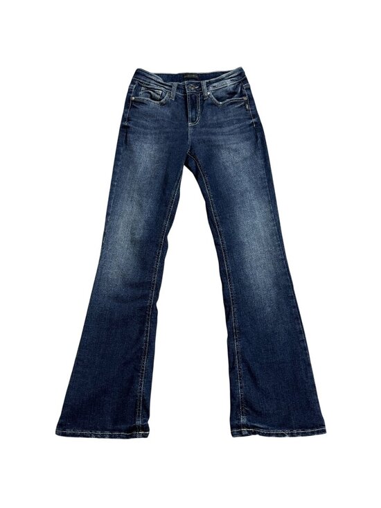 Silver Jeans Denim - Silver Jeans Suki Womens Size 26W 31L Blue Denim Bootcut Leg Distressed Mid Rise